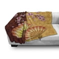 thumbnail image 3 of Floral Soft Flannel Fleece Throw Blanket, Composition of Burgeoning Sakura Blooms Japanese Garden Art, Cozy Plush for Indoor and Outdoor Use, 50" x 70", Baby Pink Marigold, by Ambesonne, 3 of 6