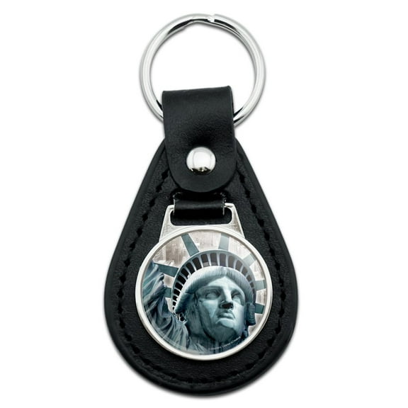Black Leather  Statue of Liberty New York City Keychain