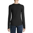 thumbnail image 2 of No Boundaries Ribbed Crewneck Tee with Long Sleeves, Women's, 2 of 6