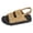 Brown, variant on Women's Denim Platform Walking Sandals with Adjustable Back Straps Trendy Casual Double Buckles Wide Width Chunky Wedge Summer Shoes Beach Comfortable White Size 9