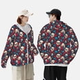 thumbnail image 2 of KLL Skull red flower blue Print Men's Women’s UPF 50+ Sun Protection Outdoor Hoodie Jacket Long Sleeve Fishing Hiking Performance Shirt-3X-Large, 2 of 5