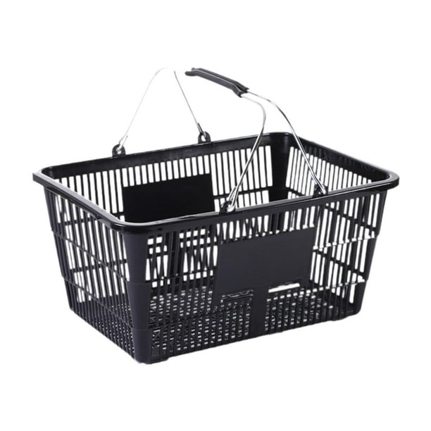 Cesta de la compra, organizador de supermercado, cesta multiusos de hierro para almacenamiento portátil Negro