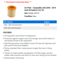 thumbnail image 2 of Air Filter - Compatible with 2004 - 2010 Audi A8 Quattro 4.2L V8 2005 2006 2007 2008 2009, 2 of 2