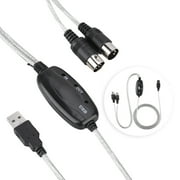 MIDI Cable, MIDI To USB Cable, Cord Keyboard USB MIDI Cable For True Plug & Play
