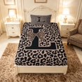 thumbnail image 4 of meiyoeat Leopard Print Bow Letter L Twin Sheet Sets, Women Teens, Brown Animal Print Bedding, 3-Piece, 1 Flat Sheet, 1 Fitted Sheet and 1 Pillowcase, 4 of 6