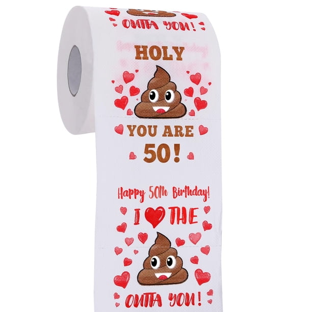 Papel higiénico de broma para 50.º cumpleaños AOZITA, 3 capas, 250 hojas