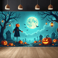 thumbnail image 2 of Spooky Theme Halloween Banner Scarecrow Pumpkin Lantern for Halloween Party Outdoor Decoration, 2 of 9