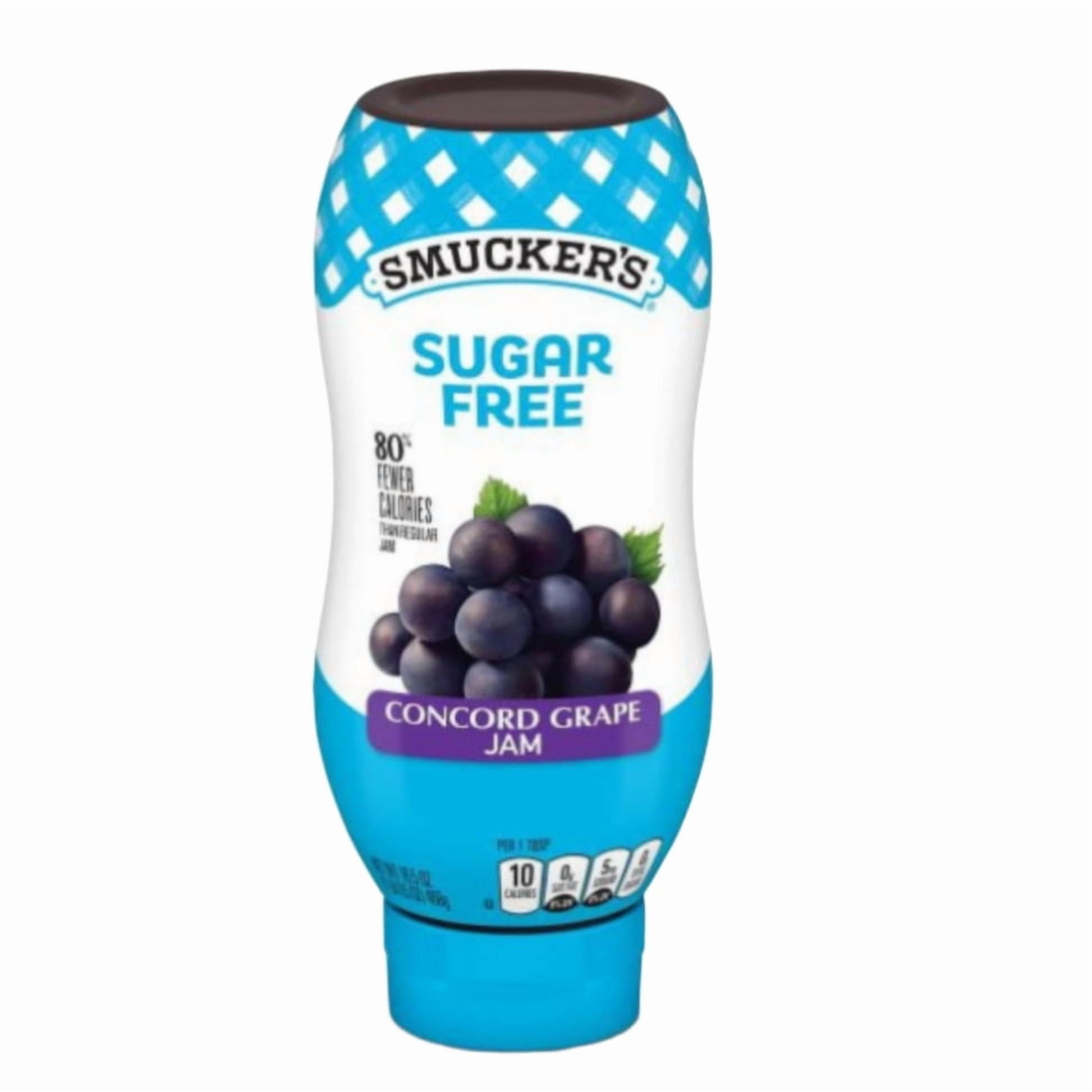 Smucker's 16.5 Ounce Squeeze Sugar Free Grape Each (2 pack) and 8in Silicone Spatula (Color Varies)