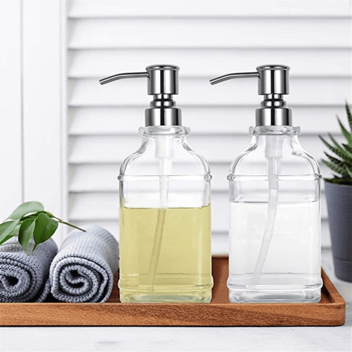 Glass Soap Dispenser with Rust Proof Stainless Steel Pump Refillable Hand Soap Dis G13438