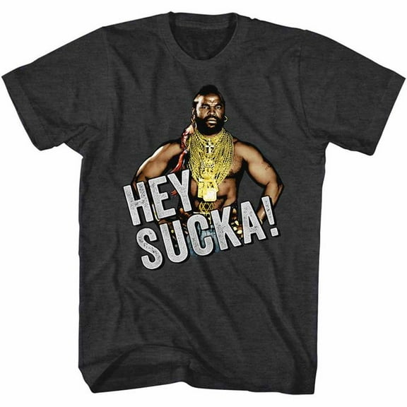 Mr. T Hey Sucka Black Heather Adult T-Shirt Xlt