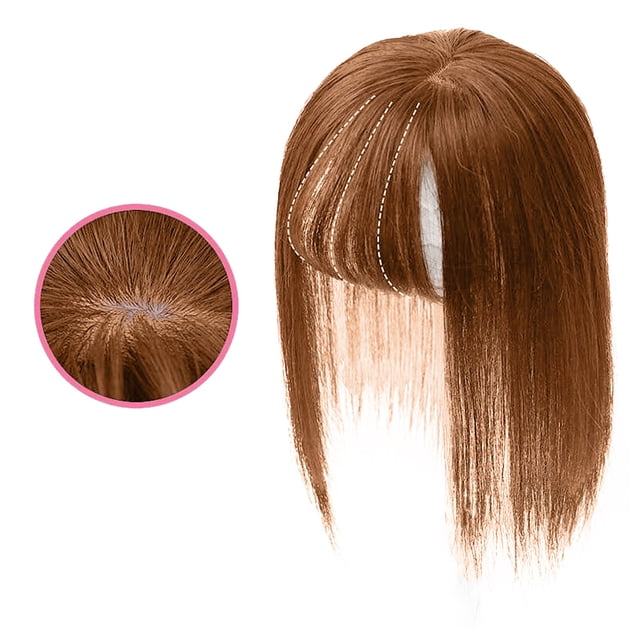 EGNMCR Perruques Cheveux Humains Femmes Mode Naturel Respirant Invisible Sans Couture Perruque Bloc de Cheveux Perruque 35cm Brun Foncé