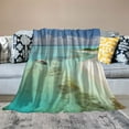 thumbnail image 2 of Creowell Boat Lagoon Beach Throw Blanket for Couch Sofa Bed Office All Seasons Lightweight Soft Blanket Travel Camping School Flannel Blanket 60x80in, 2 of 6