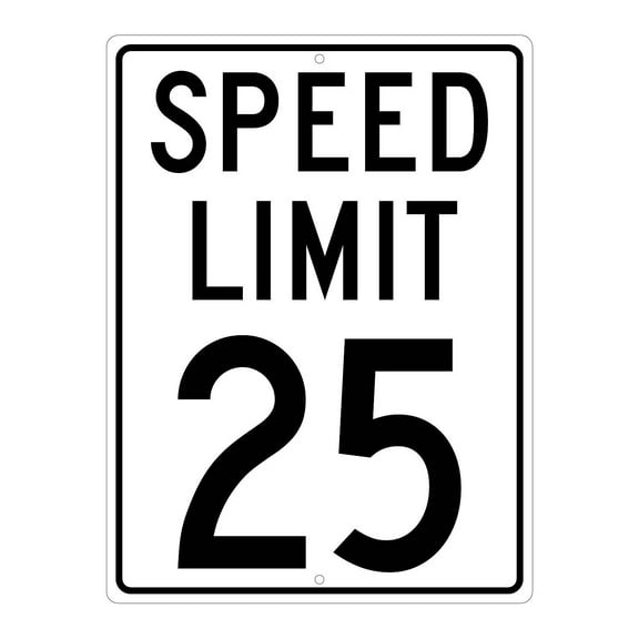 National Marker Reflective "Speed Limit 25" Speed Control Sign 24" x 18" Aluminum (TM21K)