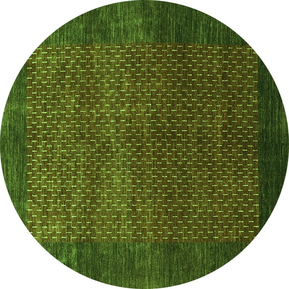 Ahgly Company Indoor Round Abstract Green Contemporary Area Rugs, 4' Round