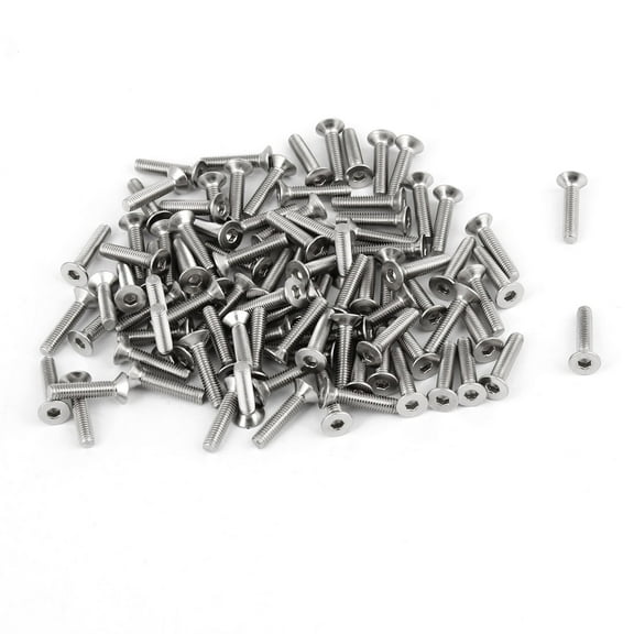 Unique Bargains 100 Pieces 304HC Stainless Steel Countersunk Bolt Screw M3 x 14mm Silver Tone