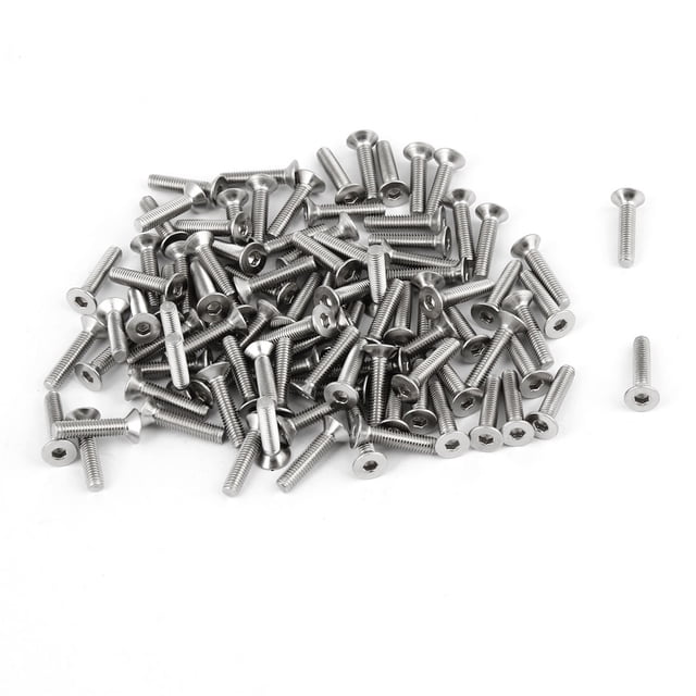 Unique Bargains 100Pcs 304HC Stainless Steel Countersunk Flat Head Hex Key Bolt Screw M3x14mm