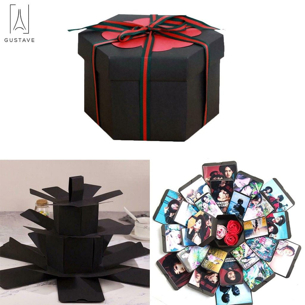 NEW Hexagon Surprise Explosion Box DIY Photo Album for Valentine Wedding Gift 