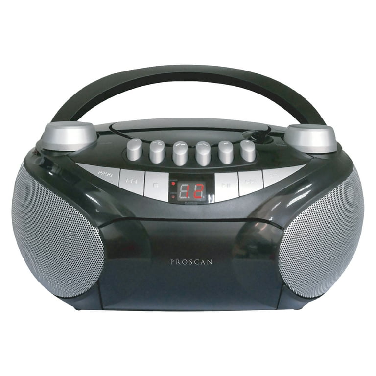 Proscan PRCD286-SLVRBLK 2.4-Watt-RMS Portable CD Player and Cassette Player/Recorder  Boom Box with FM Radio 