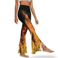 thumbnail image 2 of FKELYI Vintage Flame Print Flare Leggings Women's Bell Bottom Yoga Pants Wide Leg Pants Split Front Boot Cut Yoga Leggings Tummy Control Sweatpants for Indoor & Outdoor, M, 2 of 7