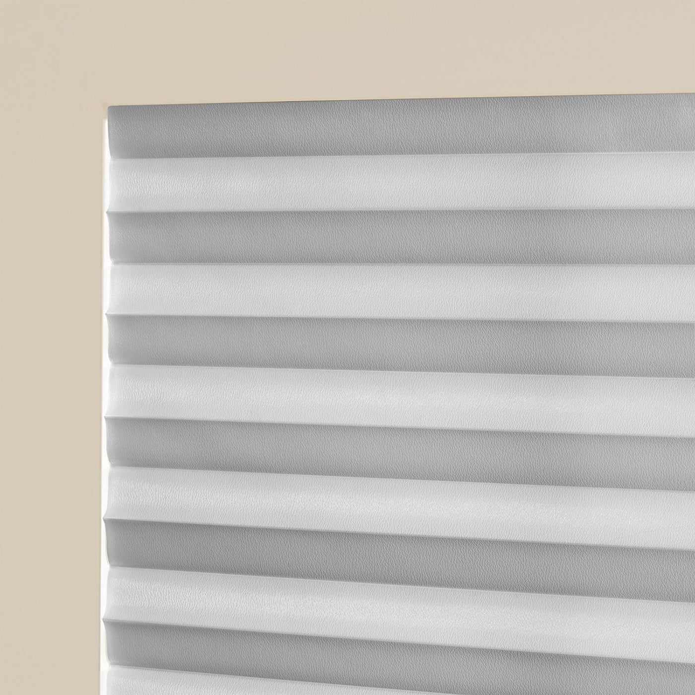 PowerSellerUSA Pleated Window Shades, Window Blinds Room Darkening Blinds 1" Slats Vinyl Window Blinds Cordless Push-Pull Mini Blind, Anti-UV Window Coverings, Fits Windows 75"L x 48"W, White