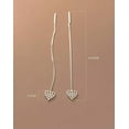 thumbnail image 2 of K-KED Real Solid 925 Sterling Silver Long Threader Earrings Heart Simple, 2 of 6