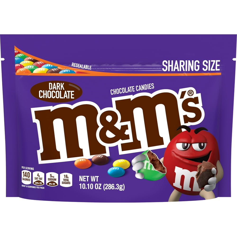 M&M'S Dark Chocolate Candy, 10.1 Oz Resealable Bag, Sharing Size