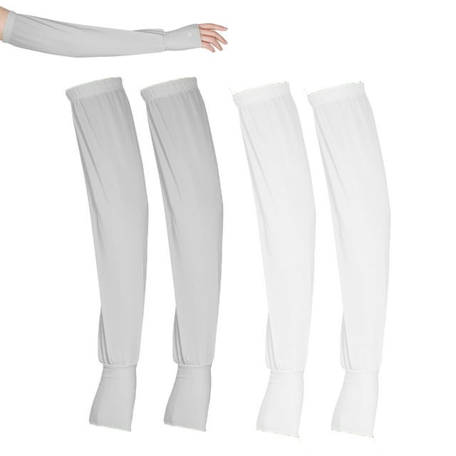 Mangas de protección UV, mangas de enfriamiento, cubiertas de brazos largos, mangas de brazo para hombres y mujeres, negro + blanco + gris claro,