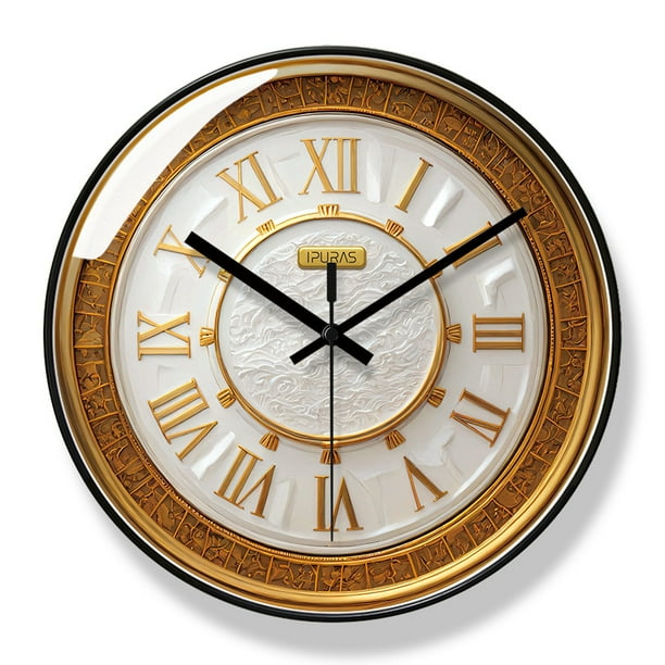 Reloj de pared elegante con números romanos de 30 cm, silencioso, no hace tictac