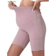 thumbnail image 3 of BadPiggies Women's Maternity Yoga Shorts Bike Shorts Over The Belly Bump Workout Running Active Athletic Short Pants with Pockets, 2-Pack, 3 of 4