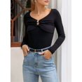 thumbnail image 5 of Women Long Sleeve Shirt Going Out Tops Casual Summer Outfits Black S, 5 of 8