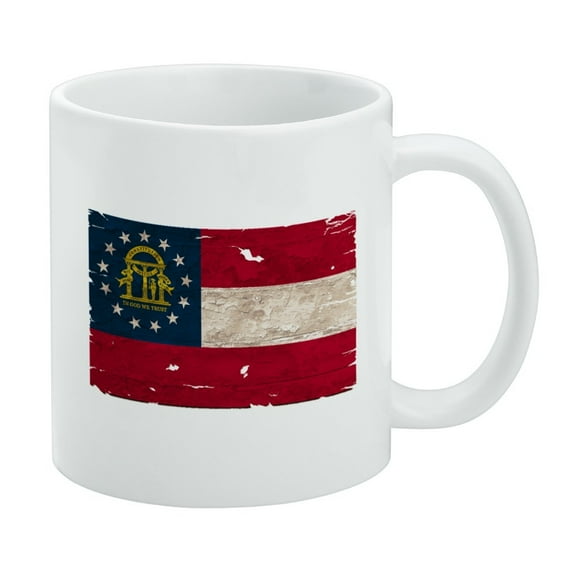 Rustic Distressed Georgia State Flag White Mug