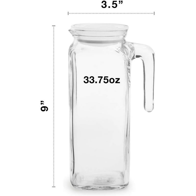 AiHeart Glass Pitcher with Lid,2pcs Glass Fridge Pitcher with Handle,Large  Capacity Beverage Container Pitcher with Spout Glass Jug for Coffee, Milk