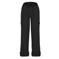 thumbnail image 3 of Womens Slacks Summer Thin Cargo Hiking Pants with Pockets Drawstring High Waisted Sweatpants Womens Work Pants Black M, 3 of 3