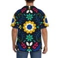 thumbnail image 3 of Sikiie Colorful Mexican Flower Men's Cuban Shirt, Hawaiian Shirts, Business Casual Button Down Shirts, Short Sleeve Shirt-Large, 3 of 5