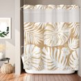 thumbnail image 2 of No Hook Shower Curtain, Palm Tree Monstera Shower Curtains for Bathroom with See Through Top Window, Cream Beige Leaf Boho Botanical Tropical Waterproof & Washable Bath Curtain 66"x72", 2 of 9