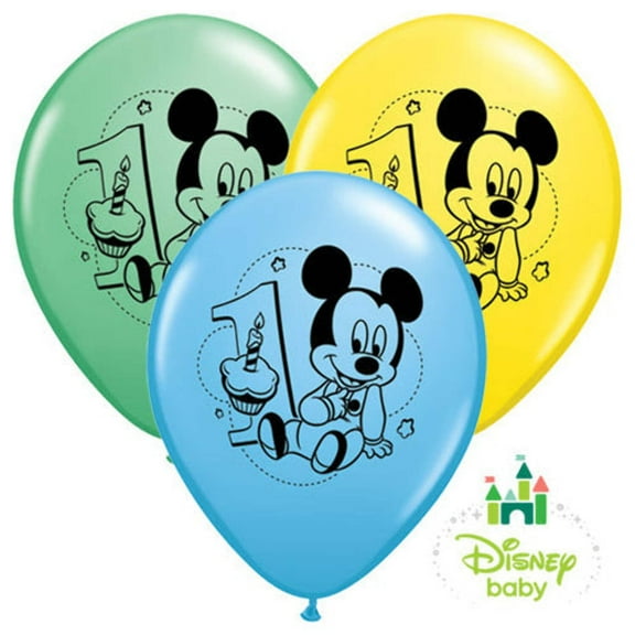 11 inch Qualatex Mickey 1st Birthday Latex Balloons (24 Pack) - Party Supplies Decorations