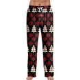 thumbnail image 2 of Garbnen Christmas Pajama Pants for Men Xmas Tree Graphic Wide Leg Mens Lounging Pants Elastic Waist Funny Fall Winter Merry Xmas Print Cozy Men Sleep Pants, 2 of 5