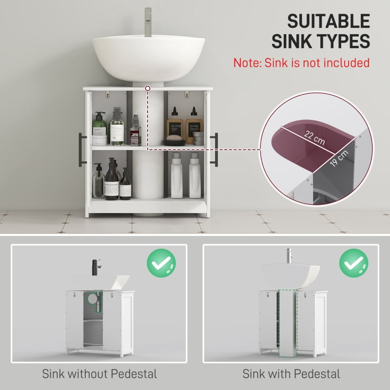 Alvantor Farmhouse Pedestal Sink Storage Cabinet with Barn Doors & Adjustable Shelf 23.6"x11.8"x23.6" White