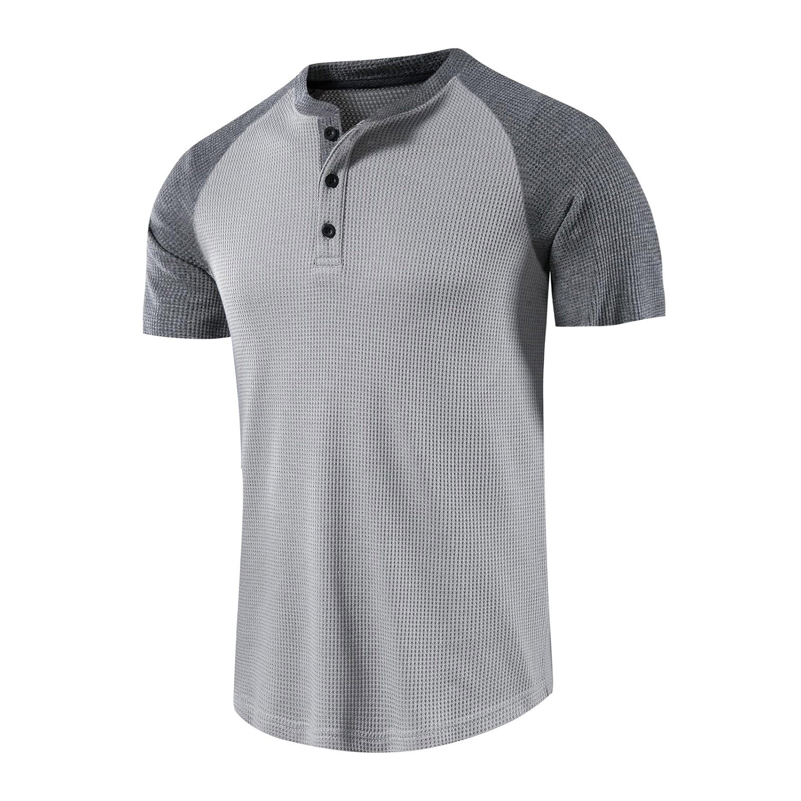 Men's Fashion Raglan Short Sleeve Tee Shirt Casual Slim Fit Workout Baseball T Shirts Gym Golf Waffle Tops