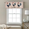 thumbnail image 3 of Farmhouse Valance Curtain Early Rooster Animals Pink Floral Retro Border Linen Window Valances Rod Pocket Short Curtains Window Treatments for Kitchen Bedroom Bathroom Laundry 56" x 16", 3 of 9