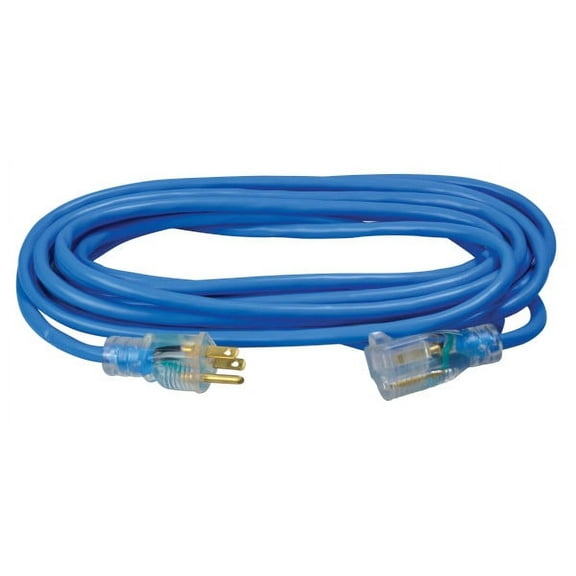 Southwire Coldflex 14/3 25' Blue SJTW Cold Weather Heavy Duty Outdoor Extension Cord with Lighted End