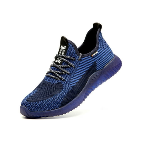 

Zodanni Unisex Slip Resistant Running Shoe Outdoor Comfort Steel Toe Work Shoes Breathable Puncture-proof Safety Boot Blue 5.5