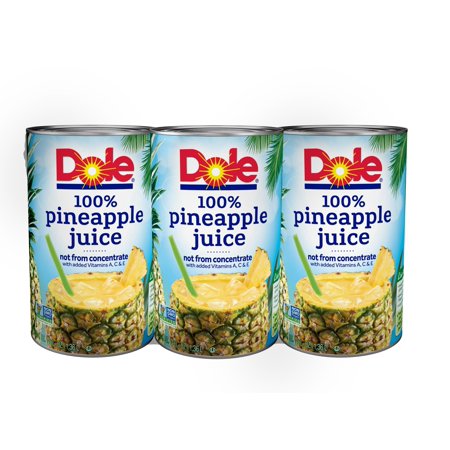 (3 Cans) Dole 100% Pineapple Juice, 46 fl oz