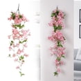 thumbnail image 2 of 100cm Artificial Winter Jasmine Hanging Flower Vines , Trailing Silk Floral Vines Fake Greenery Garlands,Non-Fading UV-Resistant Vines for Home Wall Balcony Garden Indoor Outdoor Decor,Light pink, 2 of 9