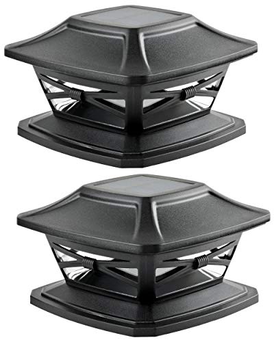 2 Lampes Solaires Pour Poteaux De Clôture - Capuchon Solaire 4x4, étanche IP65, éclairage Automatique - Terrasse, Jardin