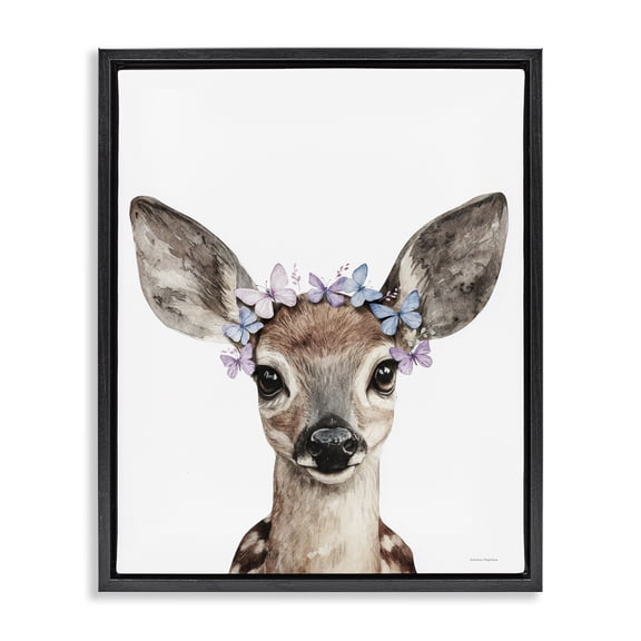Stupell Industries Bohemian Fawn & Butterfly Wings Black Floating Frame Canvas Art, 17 x 21, by Svetlana Aleynikova