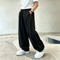 thumbnail image 6 of Falkdiz Quick-Dry Pants for Boys Outdoor Loose Pockets Open Bottom Wide Leg Pantalones Relaxed fit Casual Boys Trousers, Black, Size: 13-14 Years, 6 of 6