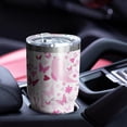 thumbnail image 4 of 30oz Pink Breast Cancer Tumblers Stainless Steel Tumbler with Lid and Straw,Vacuum Insulated Double Wall Travel Tumbler Cups Mug with Cleaning Brush for Coffee,Tea, 4 of 7