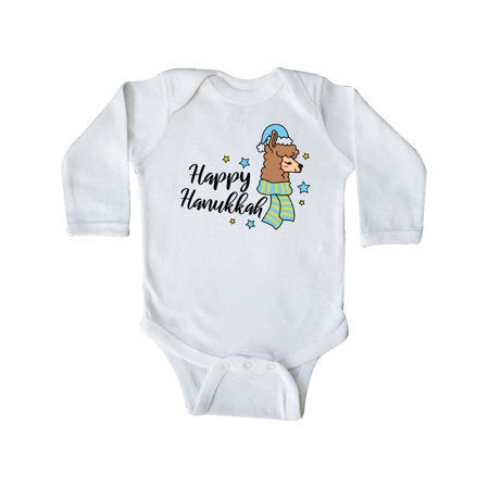 

Inktastic Llama Happy Hanukkah with Stars Gift Baby Boy or Baby Girl Long Sleeve Bodysuit