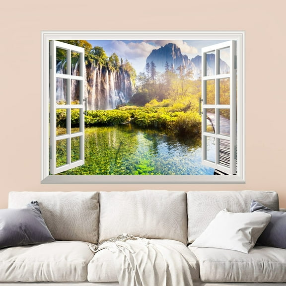 wall26 - Waterfall and Mountain Wall Mural - 36"x48"